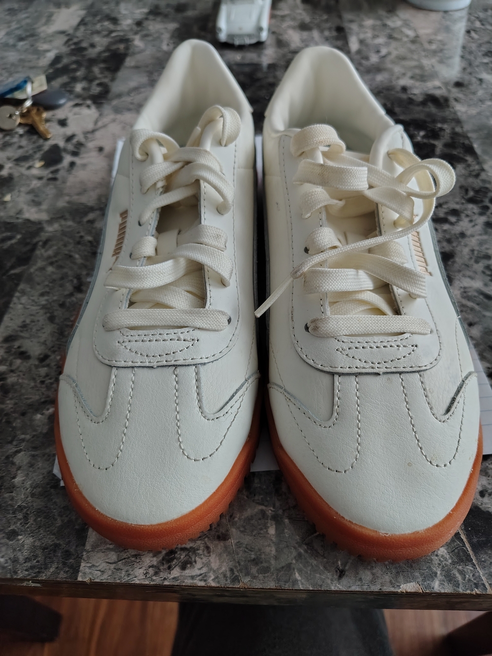 Puma Women’s Cream Lace-Up Sneakers with Gum Sole